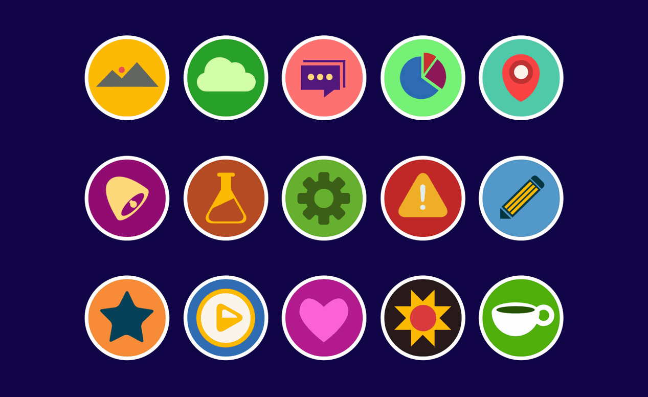 kostenlose flat icons in verschiedenen farbtönen