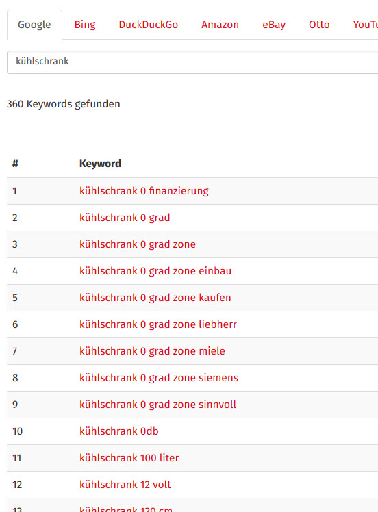 Keyword-Recherche Tool für Longtail-Keywords