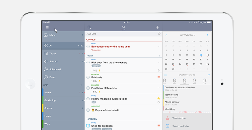 Taskmanager und Aufgabenplaner für das iPad